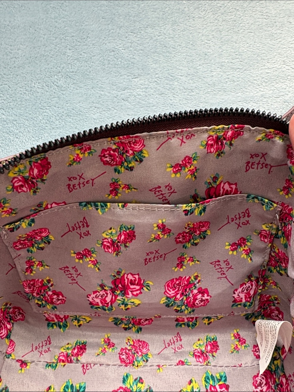 Betsey Johnson Wine Red Crossbody with Floral Scarf Accent - Picture 8 of 16
